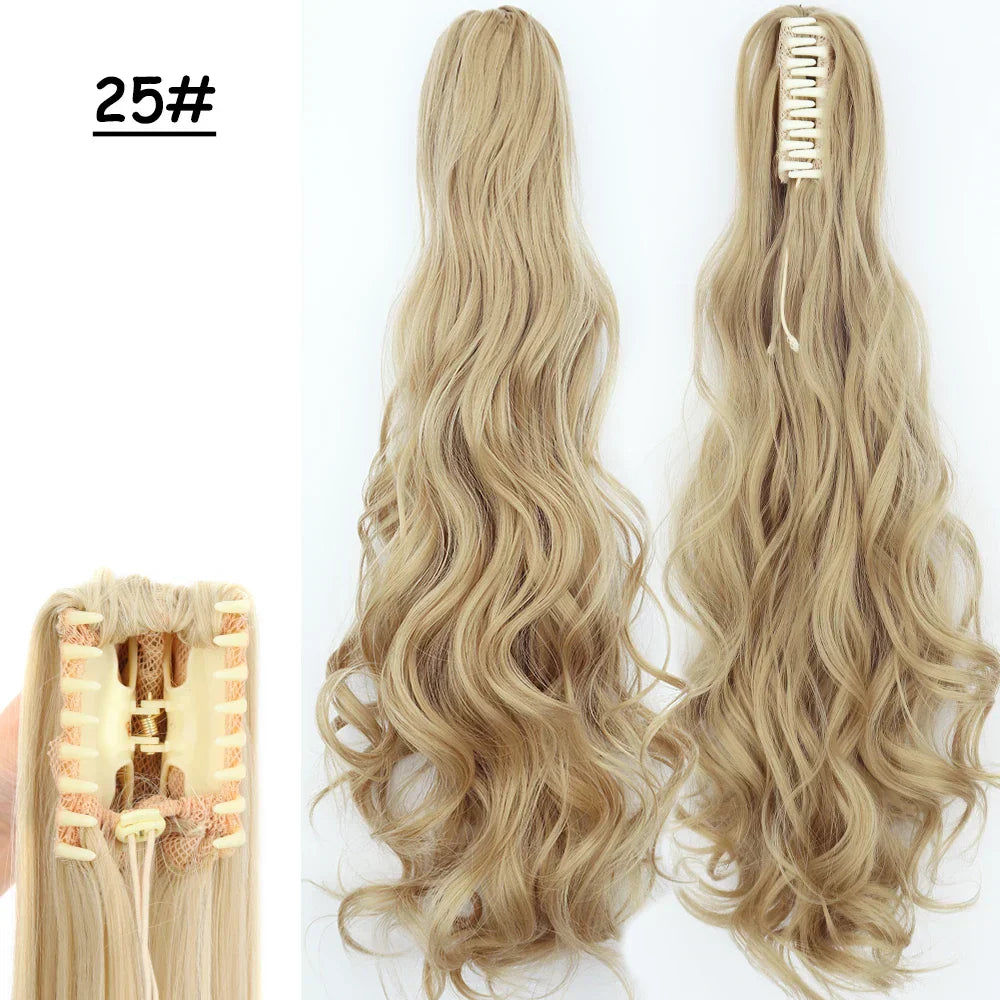 Synthetic Claw Clip On Ponytail Hair Extensions Long