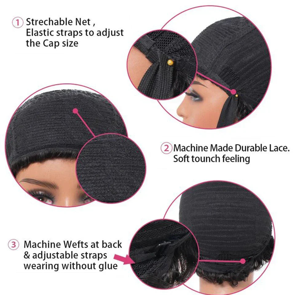 Short Curly Afro Wigs With Bangs For Black