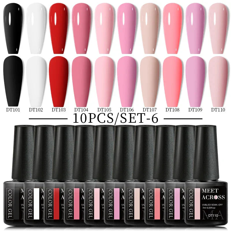 Nude Glitter Gel Nail Polish Set Purple Pink