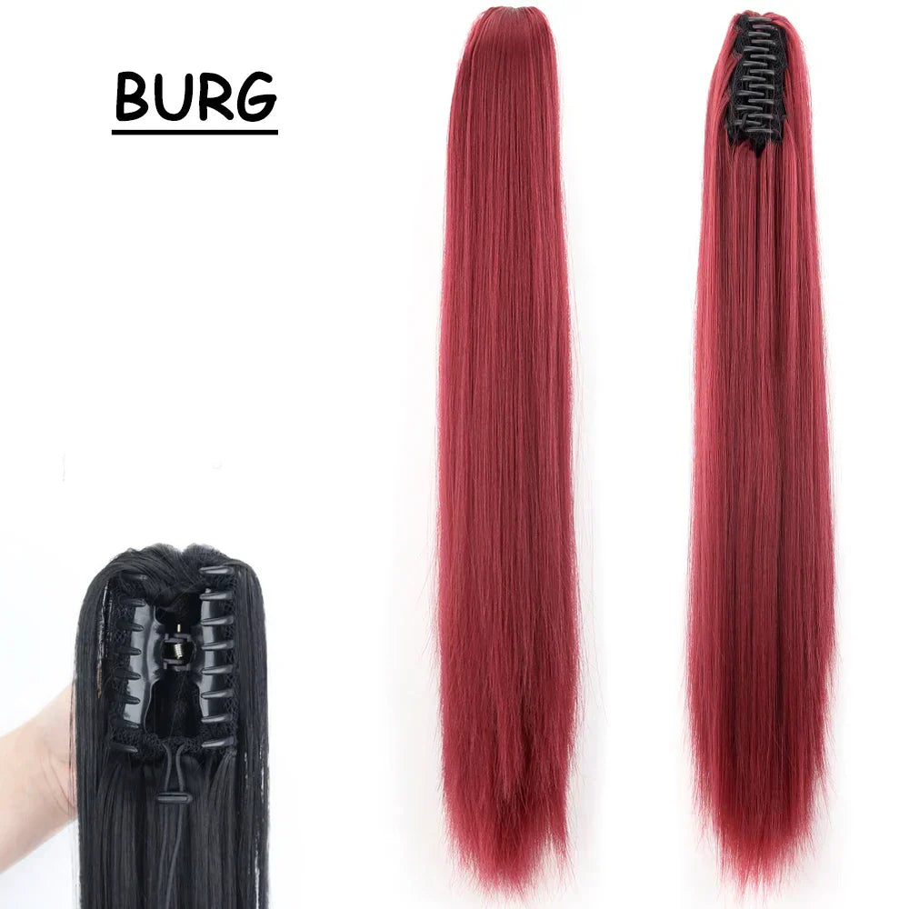 Synthetic Claw Clip On Ponytail Hair Extensions Long