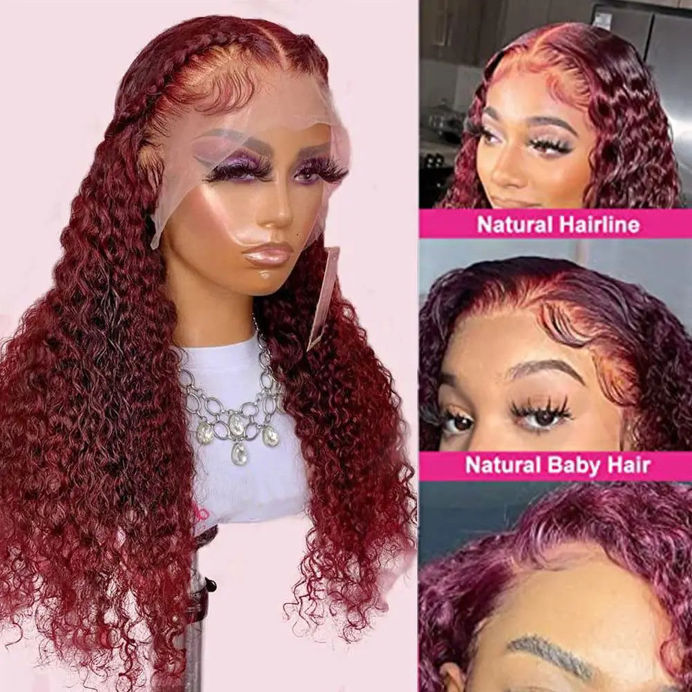 Lace Front Wigs Human Hair J Burgundy