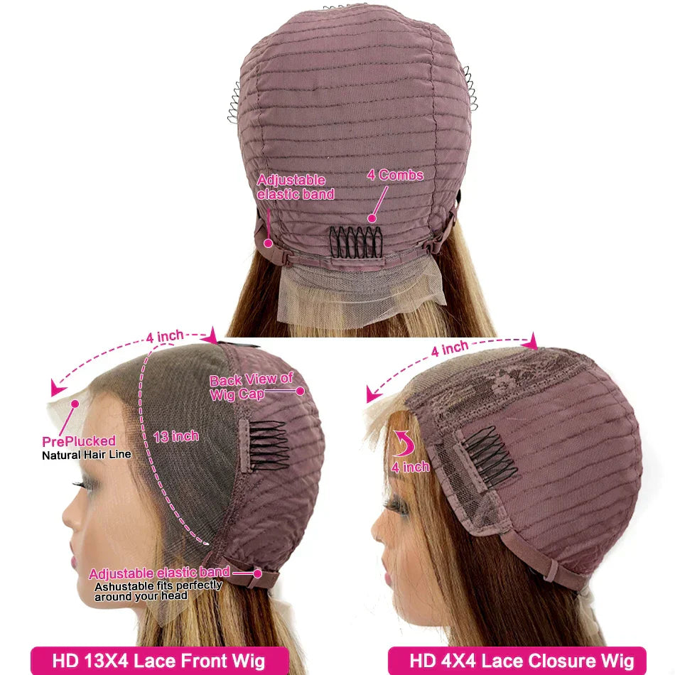 Highlight Ombre Colored Brown Lace Front Human Hair