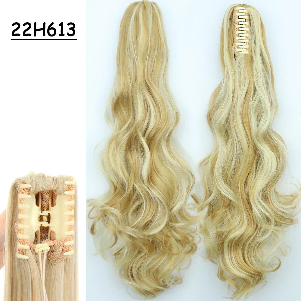Synthetic Claw Clip On Ponytail Hair Extensions Long