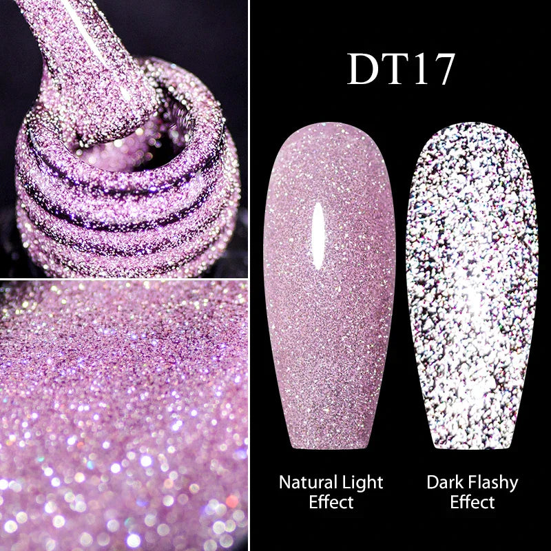 Nude Glitter Gel Nail Polish Set Purple Pink