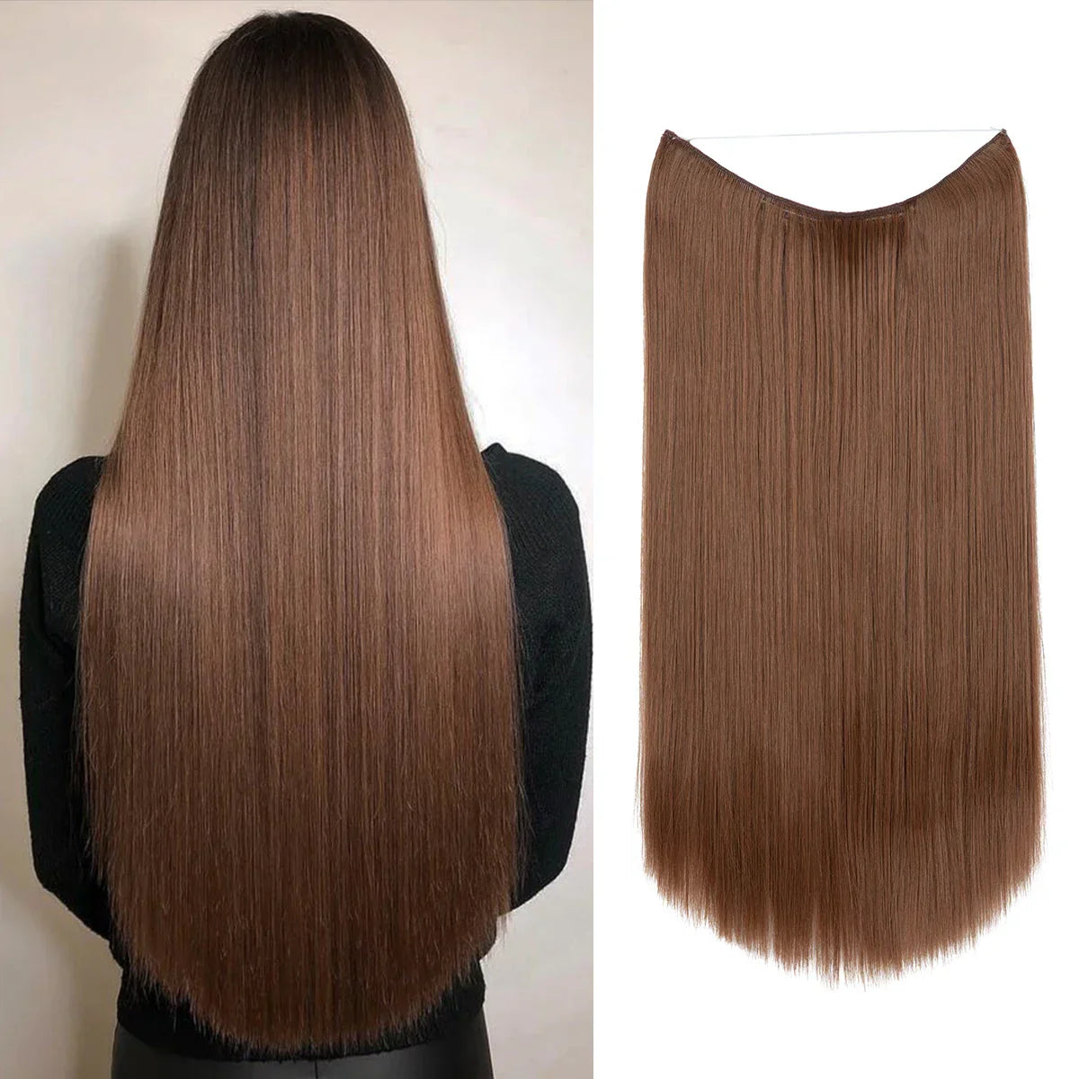 Synthetic Hair Extension No Clip Natural Hair Piece