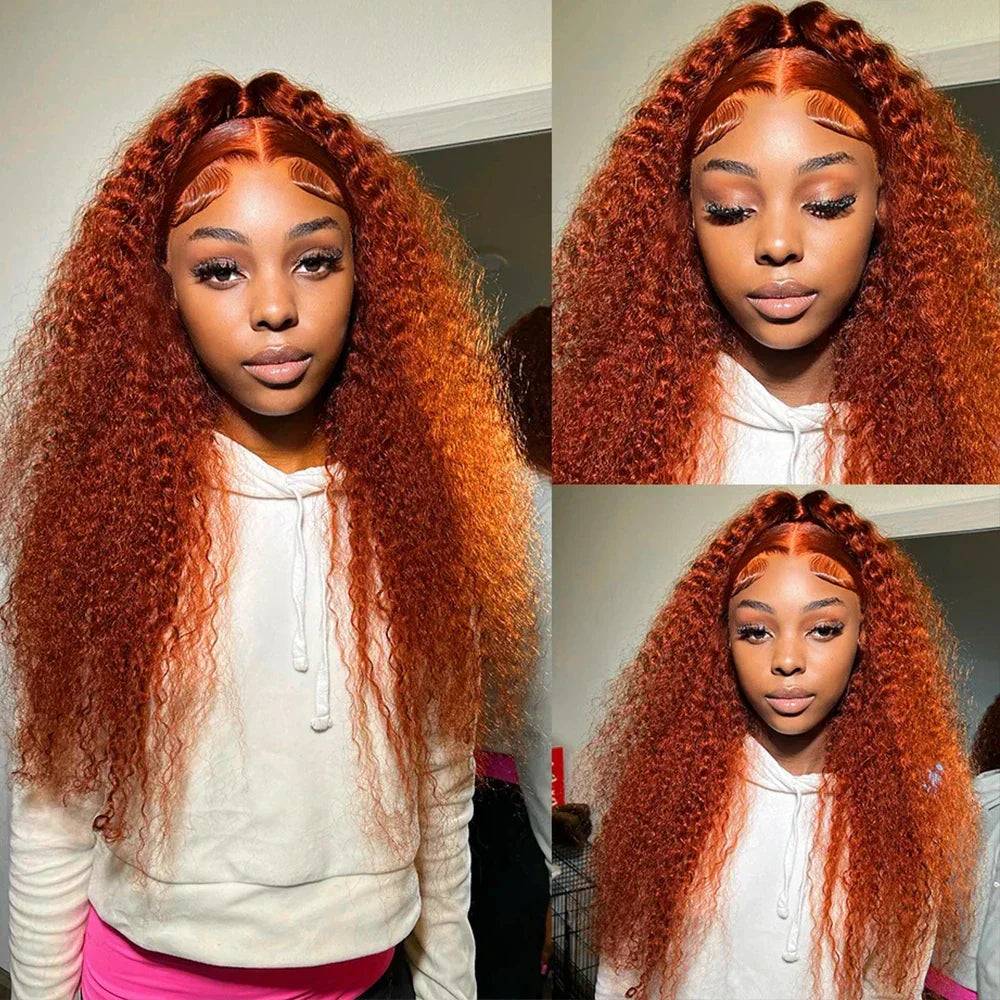 Ginger Orange 13X6 Curly Lace Front Wigs