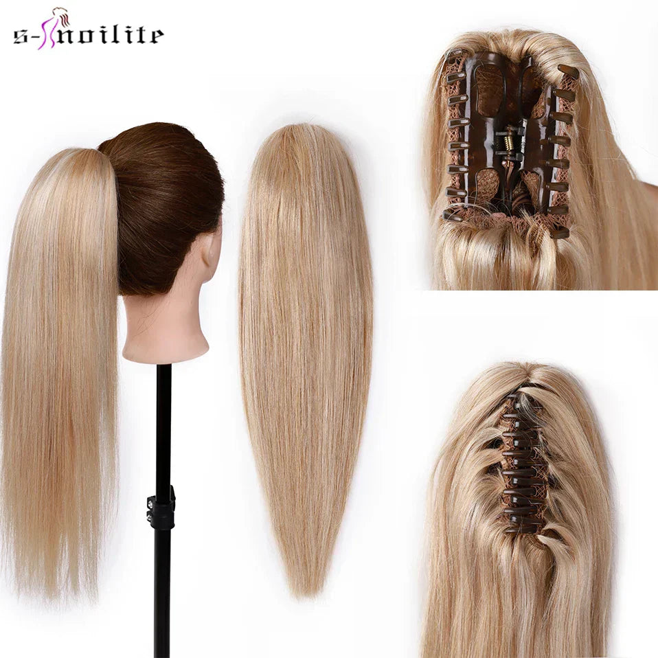 S-Noilite Ponytail Human Hair -Inches Claw Clip In