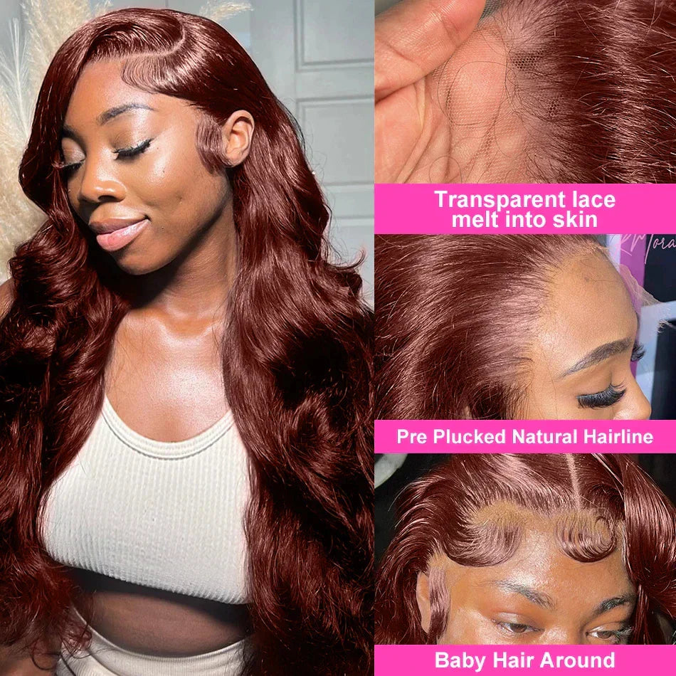 Reddish Brown Body Wave Lace Frontal Human