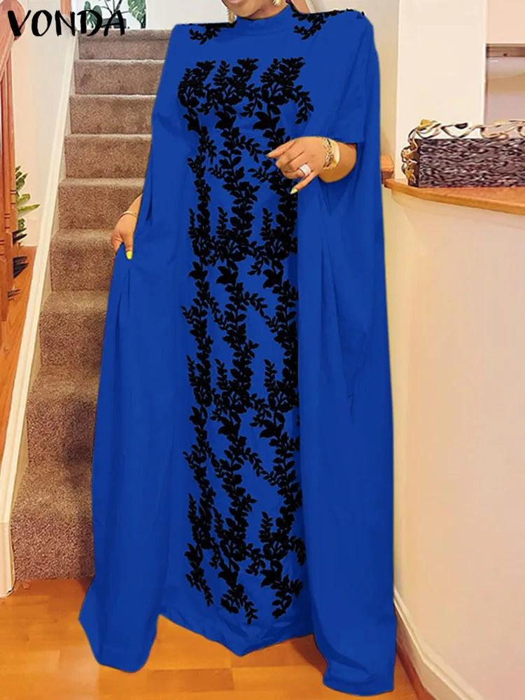 Vonda Women Printed Maxi Dresses Summer Long Robe