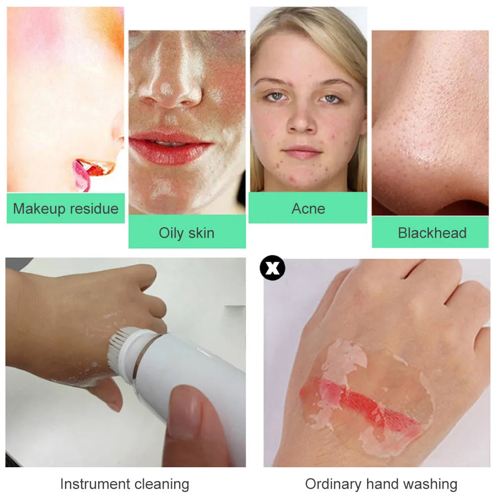 Head Electric Facial Cleansing Brush Silicone Rotating