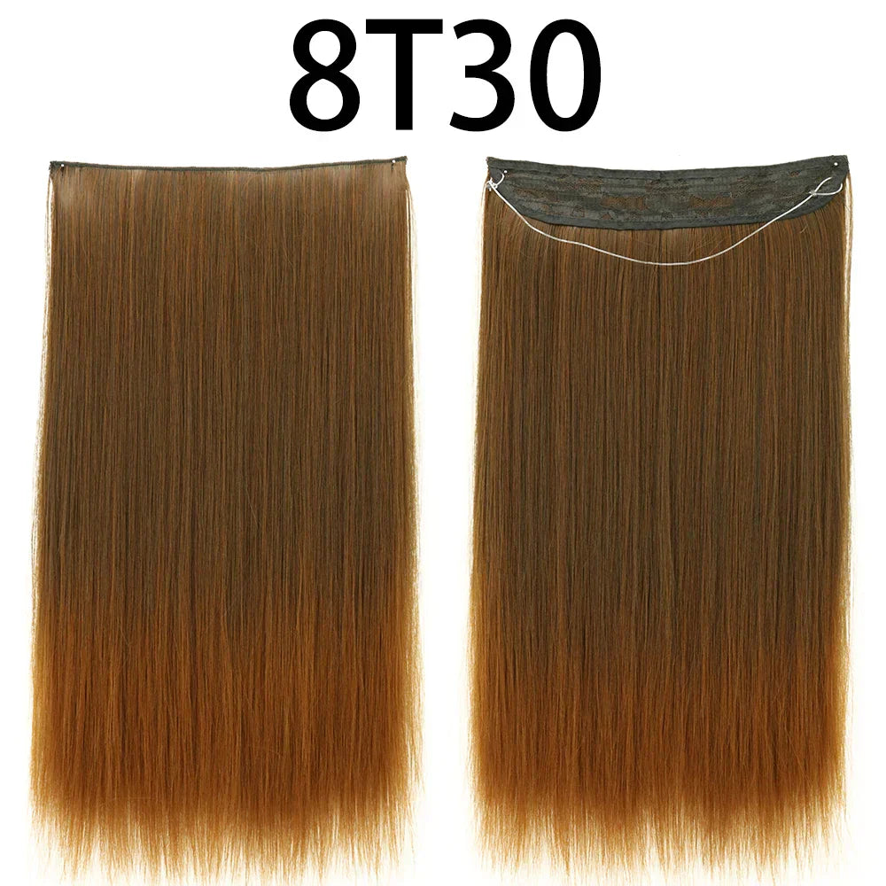 Hair Extensions No Clips Synthetic Fake Hair Ombre