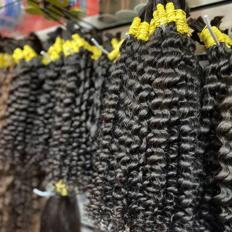 Human Bulk Hair For Braiding Kinky Curly No