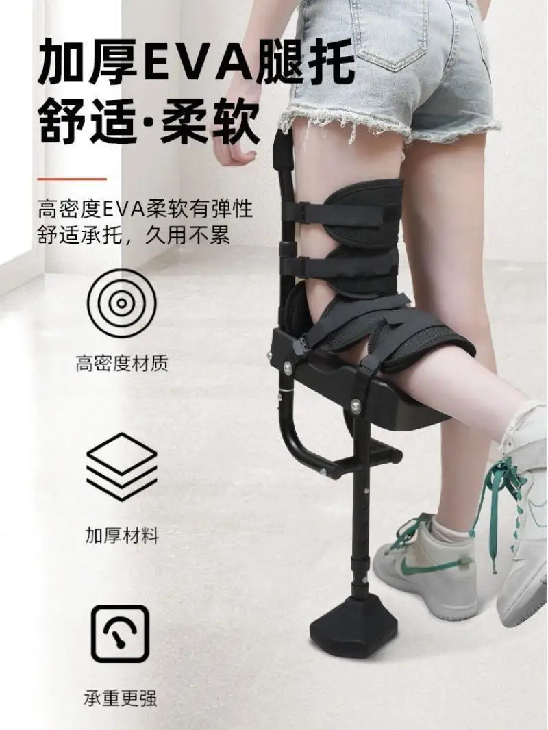 Single-Leg Telescoping Assisted Walking Stick Crutch Support-Free Knee