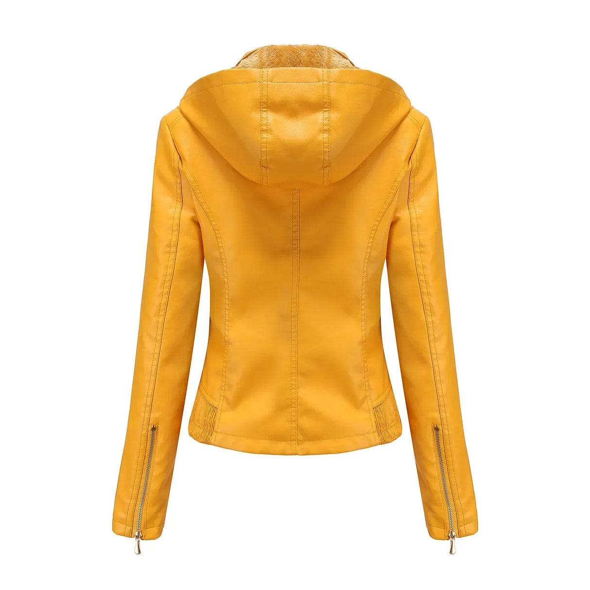 Women'S Moto Biker Zipper Jacket Hooded Faux Fur