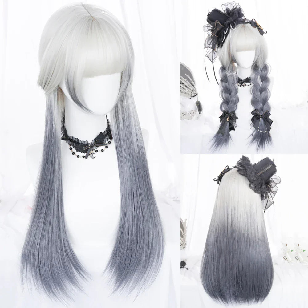 Msiwigs Women Synthetic Lolita Wig Long Straight Ombre