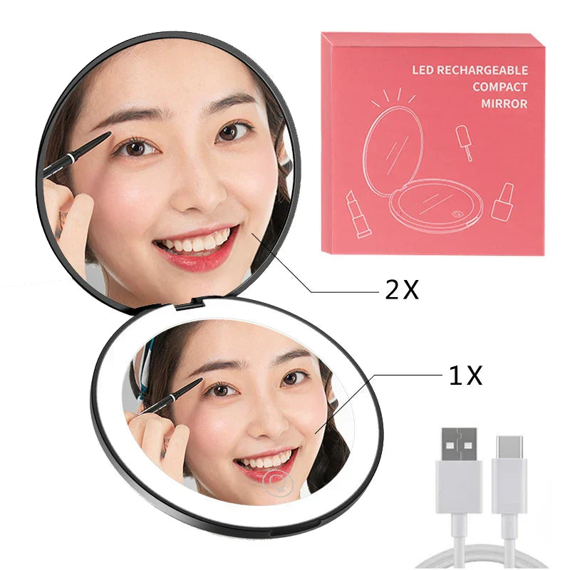 Mini Portable Folding Travel Pocket Makeup Mirror With