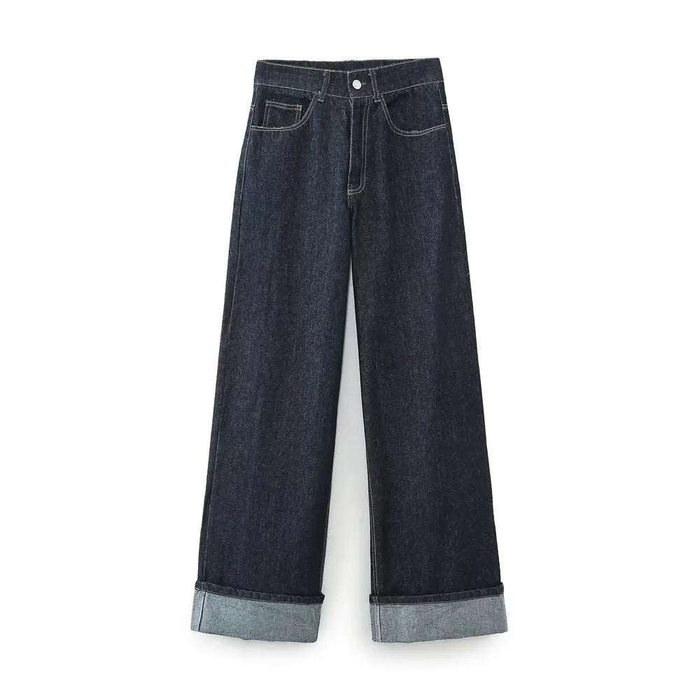 Trafza Autumn Fashion Woman Solid Denim Female Long