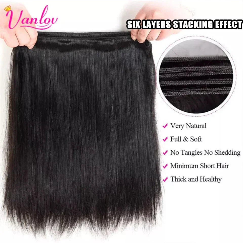 Vanlov Straight Hair Brazilian Straight Human Hair Weave