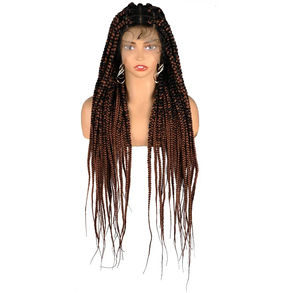 Full Lace Braided Wigs Synthetic Long Black