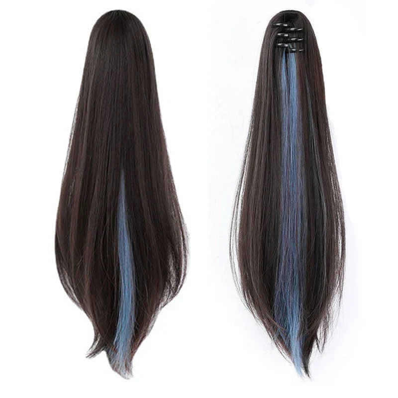 Ombre Color Straight Claw Clip On Ponytail Hair
