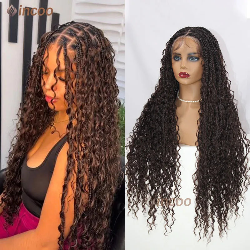 Long Full Lace Front Wigs Boho Cornrow Box