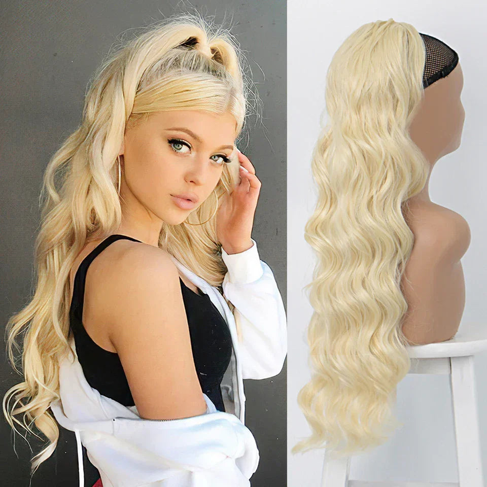 Vigorous Synthetic Long Body Wavy Drawstring Ponytail For