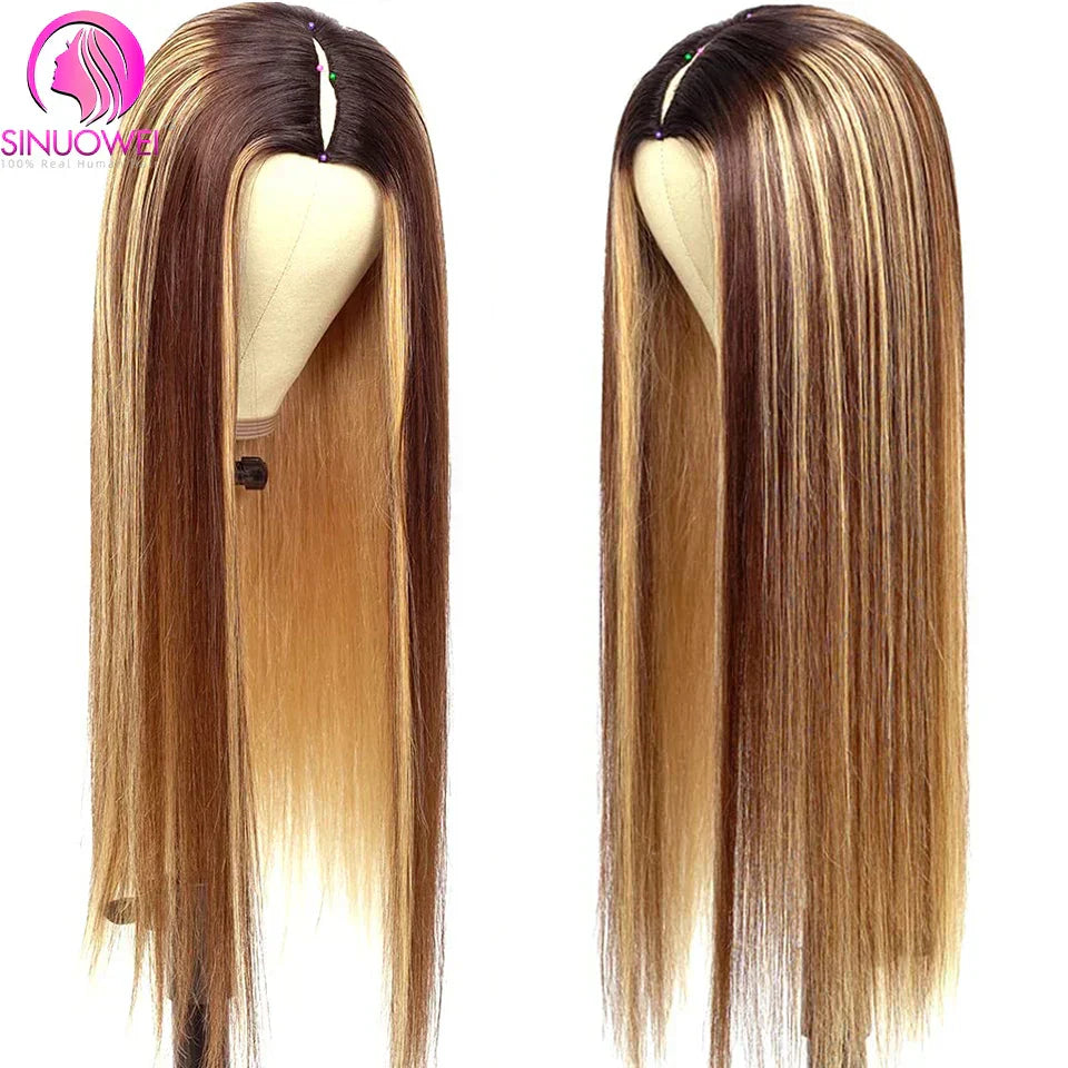 Sinuowei Highlight Wig V Part Wig Human Hair