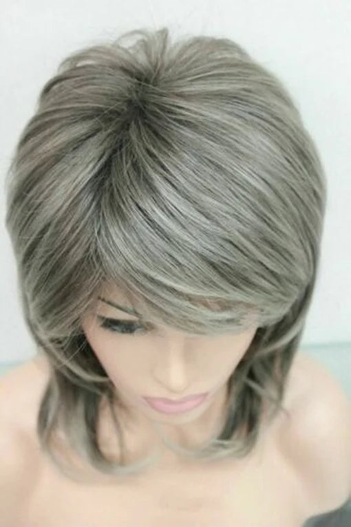 Women Wig Ladies Wig Natural Short Wine Red