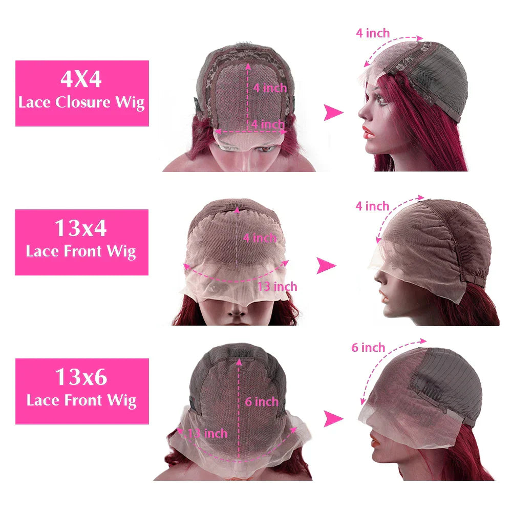 Body Wave Wig Burgundy 99J Lace Front Wig