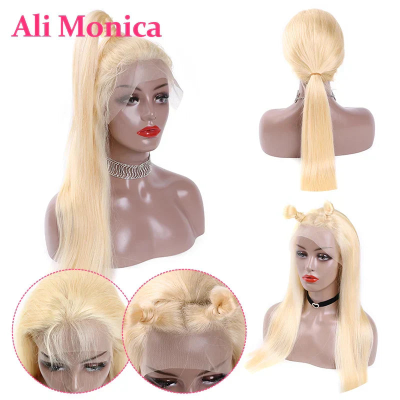 Straight Blonde Lace Front Wig Human Hair 13X4