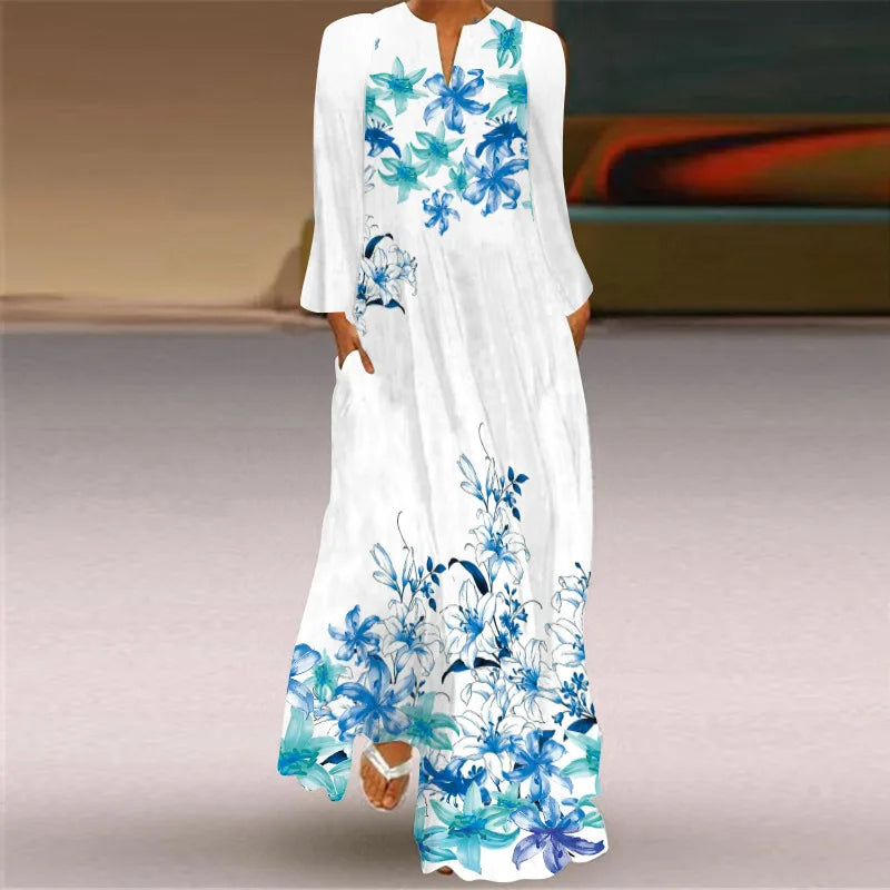 Lady Autumn Winter Long Dress Women Face Print