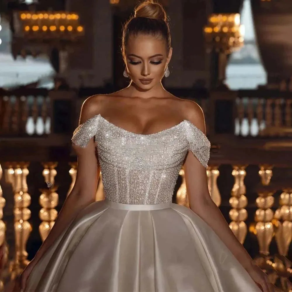 Retro Vestido De Novia Appliques Satin Beading Wedding