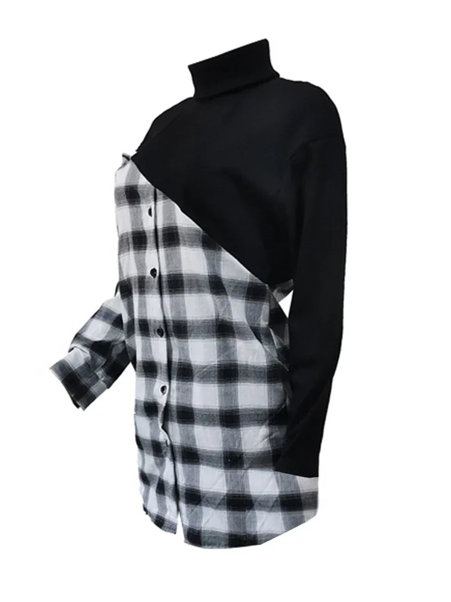 Plaid Print Hollow-Out Dress Women Summer Long