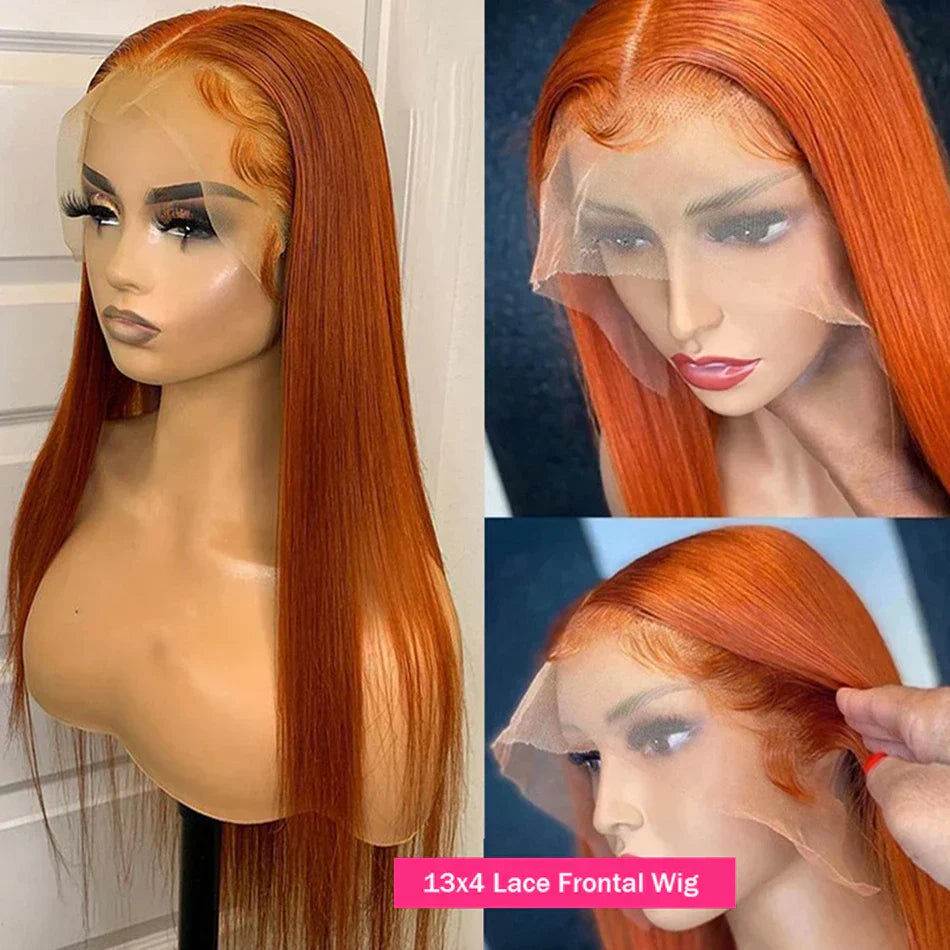 Ginger Orange Lace Front Human Hair Wigs X