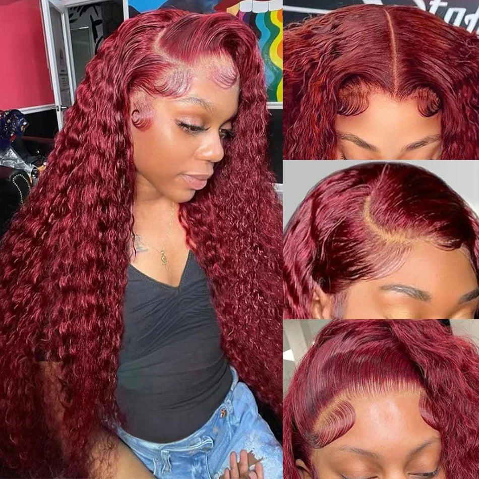 J Colored Lace Front Human Hair Wigs Deep