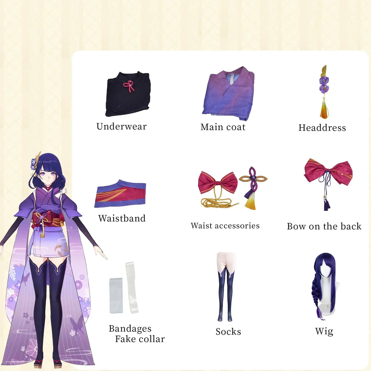 Genshin Impact Raiden Makoto Baal Cosplay Costume Adult