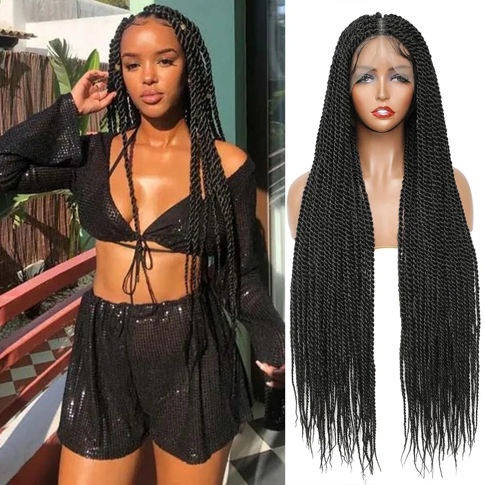 Full Lace Front Box Braided Synthetic Wigs
