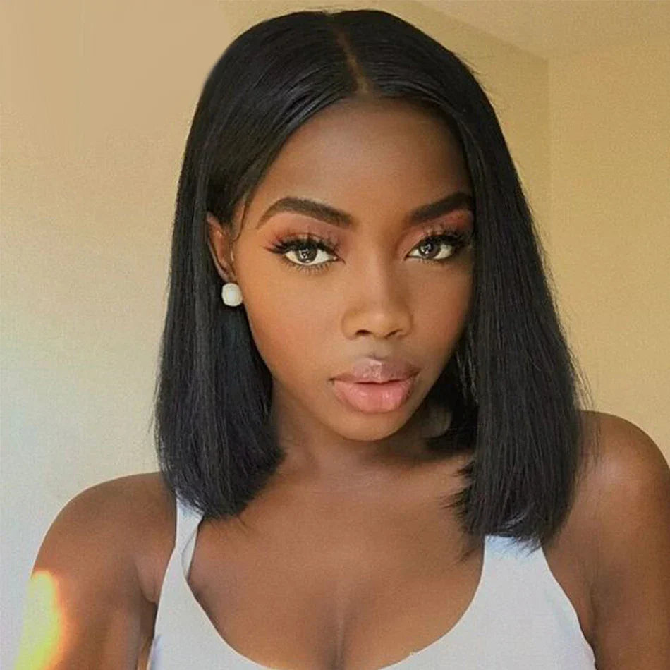 Short Bob Wigs Human Hair Transparent Lace Frontal