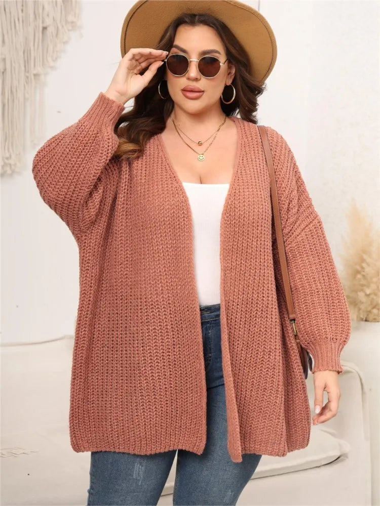 Plus Autumn Winter Midi Knitted Cardigan Women Korean