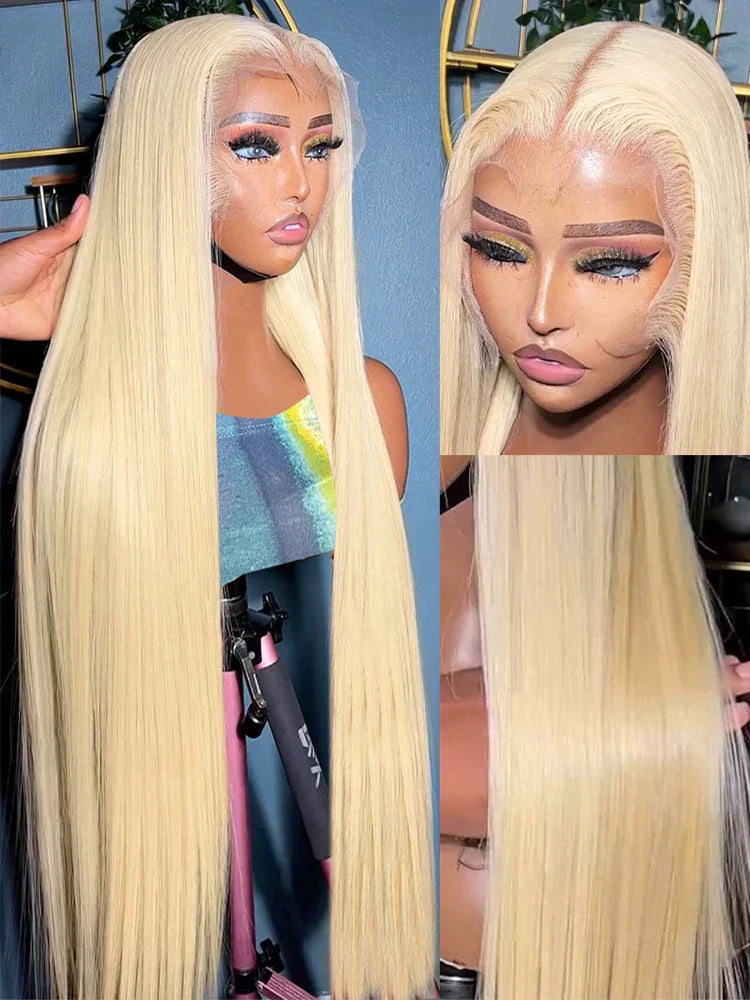 Straight  Blonde Lace Front Wig Human