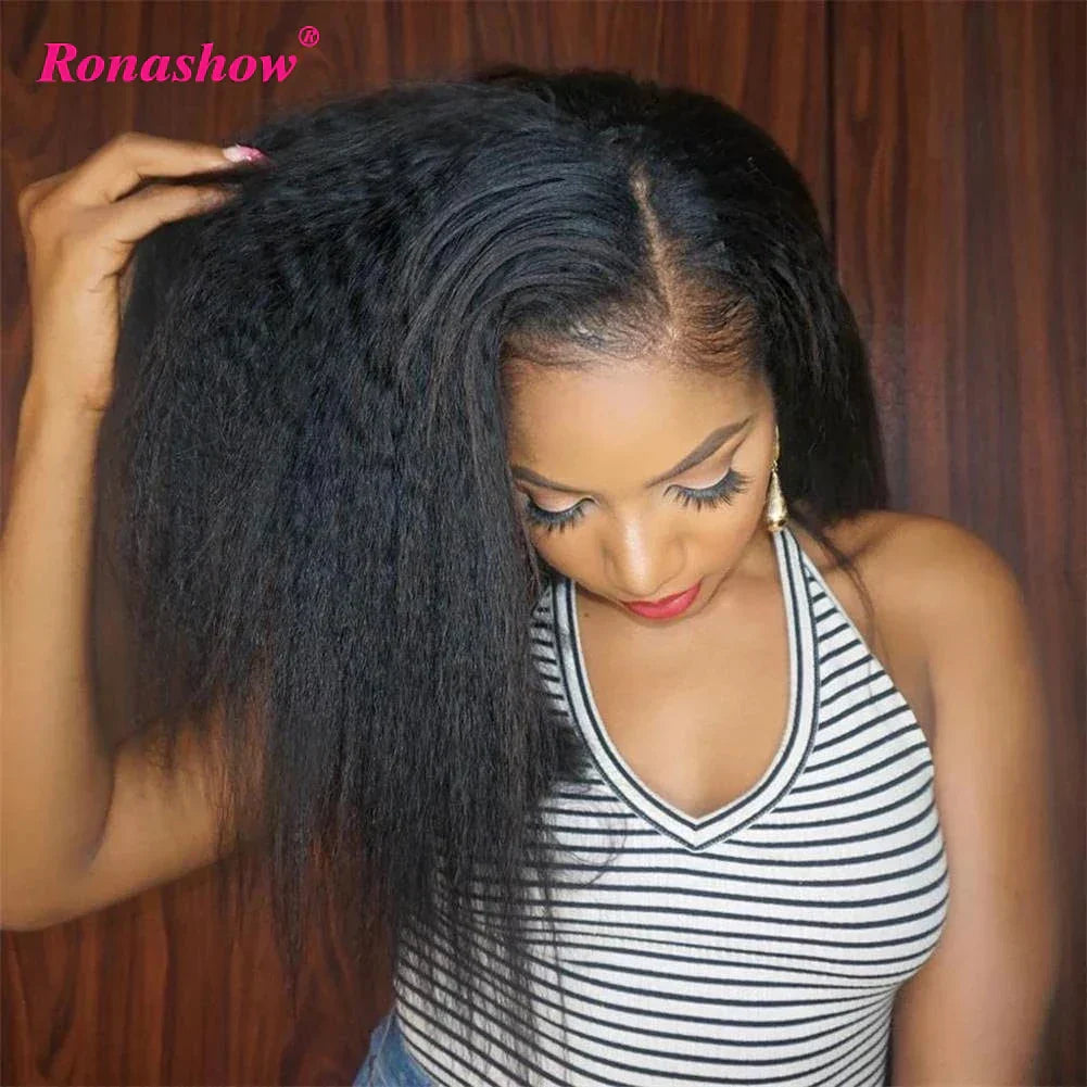 Kinky Straight V Part Wig Human Hair Wigs