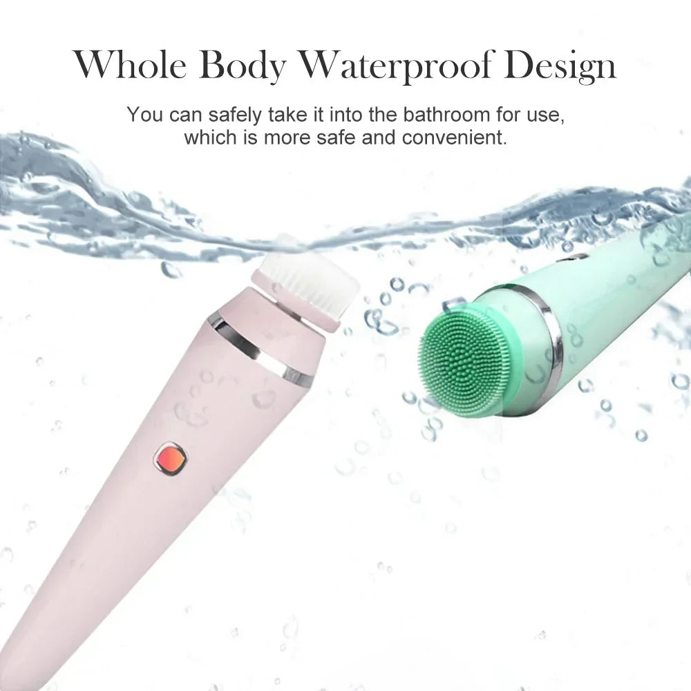 Head Electric Facial Cleansing Brush Silicone Rotating