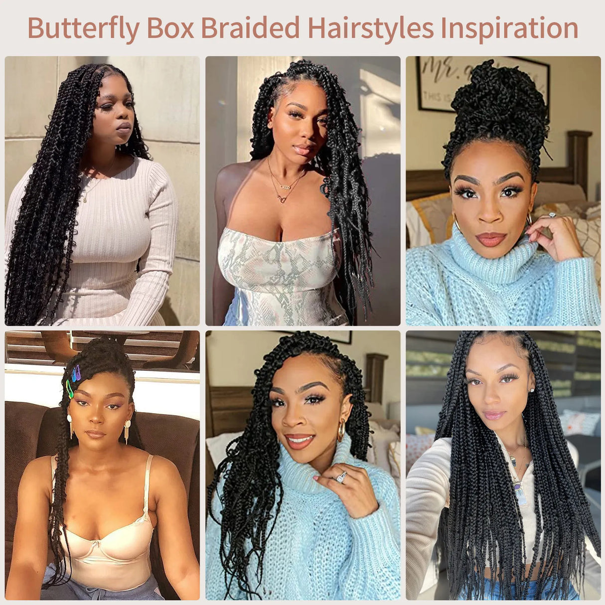 Kalyss Square Knotless Butterfly Box Braided Wigs