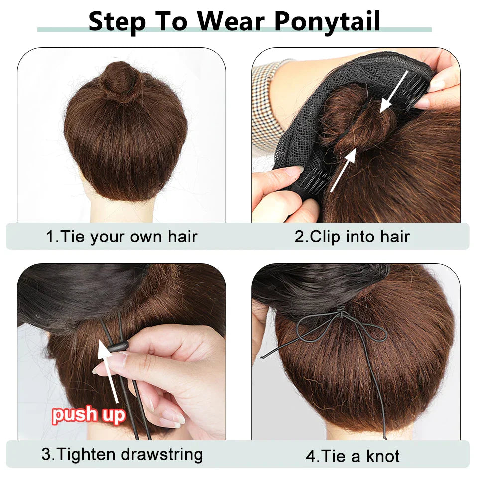 Vigorous Synthetic Long Body Wavy Drawstring Ponytail For