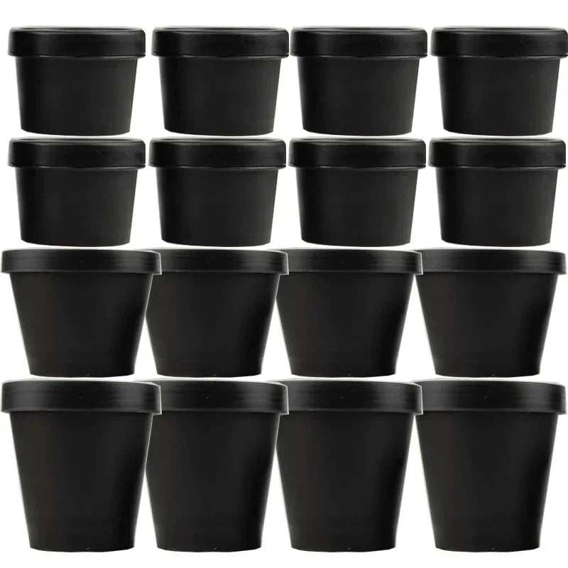 Black Refillable Bottles Plastic Makeup Jar Pot Travel