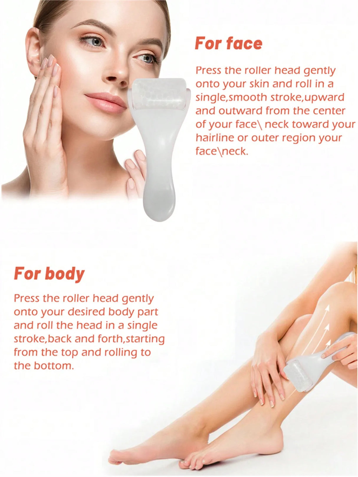 Ice Face Roller Massager Pink Rolling Massage Skin