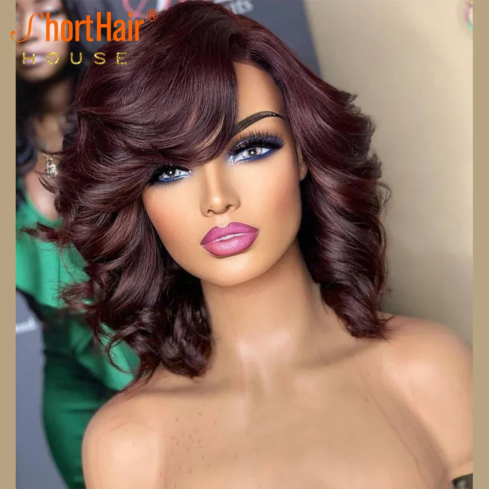 Honey Blonde Lace Front Wig Human Hair Burgundy