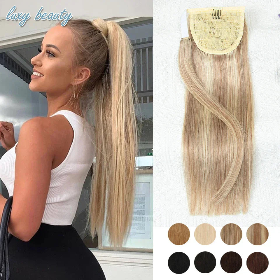 Ponytail Human Hair Clip In Extensions % Remy