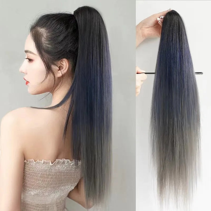 Ombre Color Straight Claw Clip On Ponytail Hair