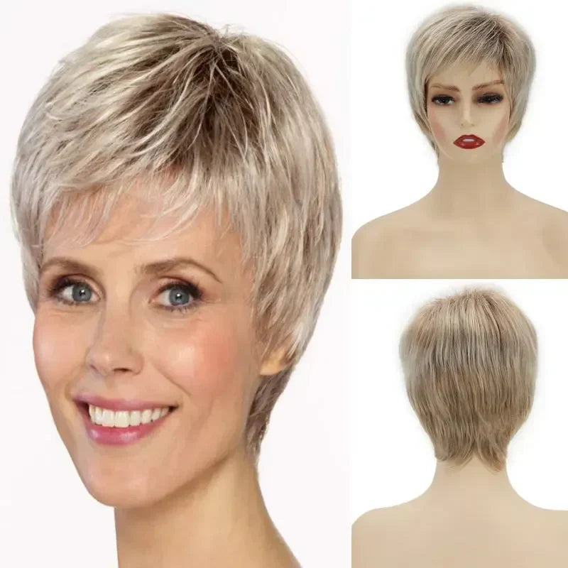 Women'S Fashion Short Synthetic Wigs Pixie Cut Blonde